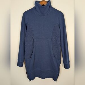 Athleta Cozy Karma Funnel Neck Dress Enchanted Blue Cozy Travel Relaxed Fit